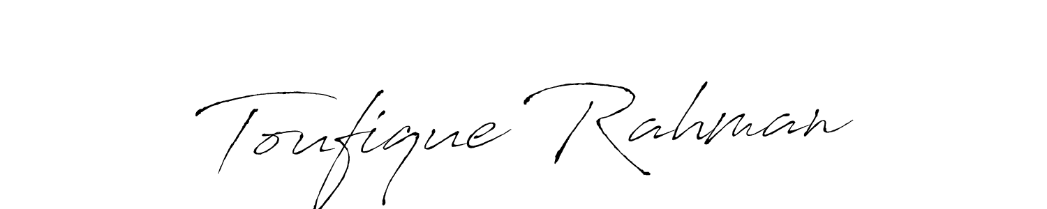 How to make Toufique Rahman name signature. Use Antro_Vectra style for creating short signs online. This is the latest handwritten sign. Toufique Rahman signature style 6 images and pictures png