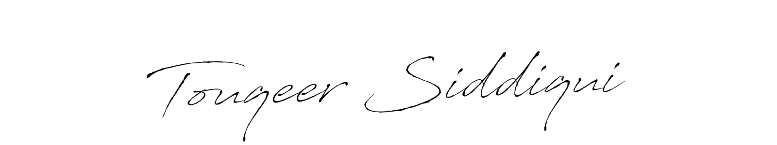 How to make Touqeer Siddiqui name signature. Use Antro_Vectra style for creating short signs online. This is the latest handwritten sign. Touqeer Siddiqui signature style 6 images and pictures png