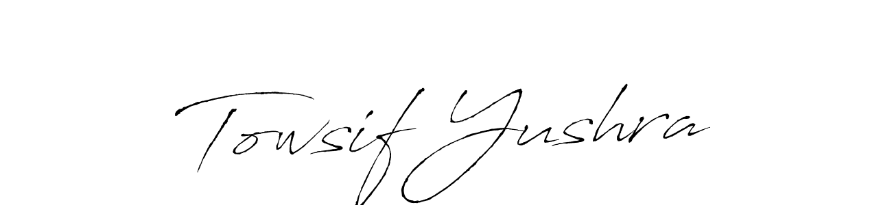 Use a signature maker to create a handwritten signature online. With this signature software, you can design (Antro_Vectra) your own signature for name Towsif Yushra. Towsif Yushra signature style 6 images and pictures png