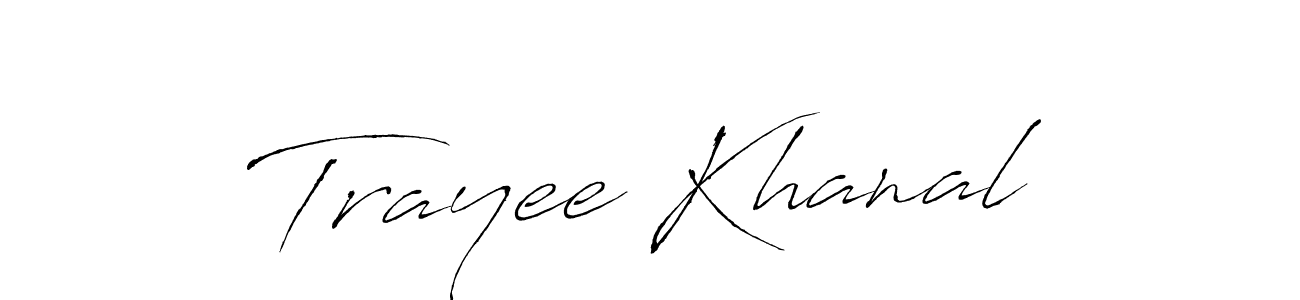 How to make Trayee Khanal name signature. Use Antro_Vectra style for creating short signs online. This is the latest handwritten sign. Trayee Khanal signature style 6 images and pictures png