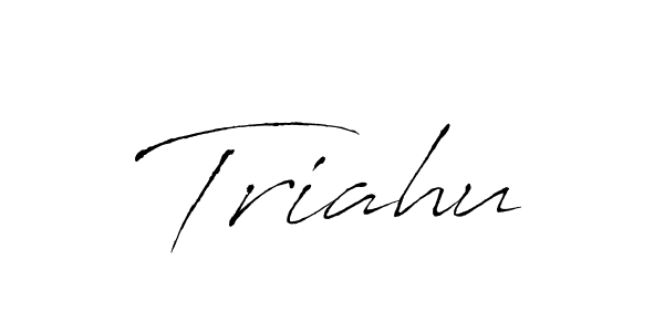 How to make Triahu name signature. Use Antro_Vectra style for creating short signs online. This is the latest handwritten sign. Triahu signature style 6 images and pictures png