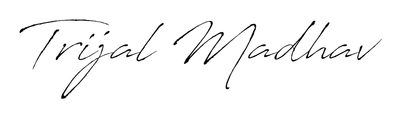 Achieve flawless digital penmanship with Trijal Madhav name in Antro_Vectra font. The perfect tool for creating online signatures. Trijal Madhav signature style 6 images and pictures png