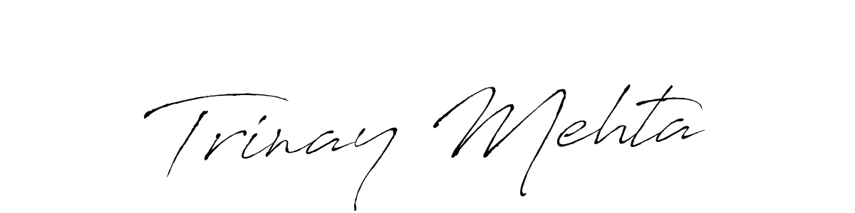 The best way (Antro_Vectra) to make a short signature is to pick only two or three words in your name. The name Trinay Mehta include a total of six letters. For converting this name. Trinay Mehta signature style 6 images and pictures png