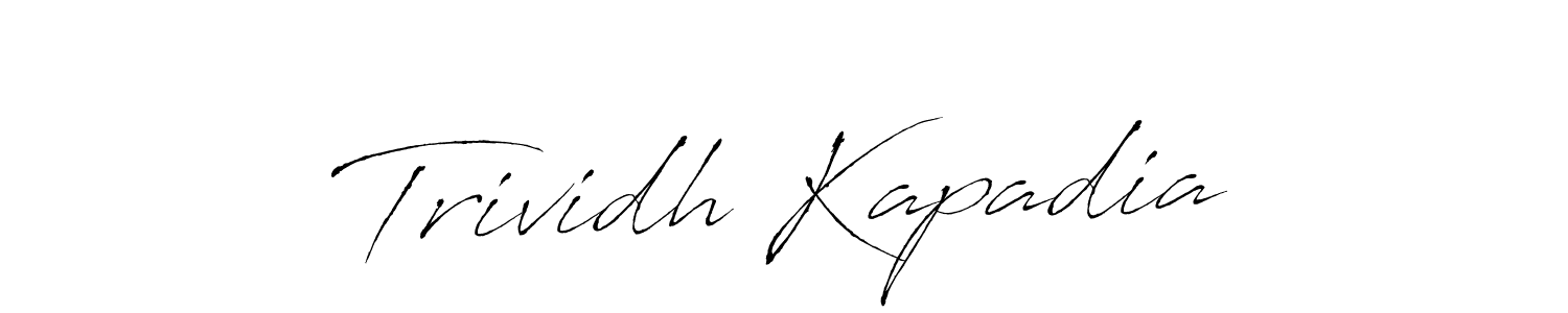 Similarly Antro_Vectra is the best handwritten signature design. Signature creator online .You can use it as an online autograph creator for name Trividh Kapadia. Trividh Kapadia signature style 6 images and pictures png