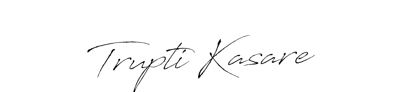 The best way (Antro_Vectra) to make a short signature is to pick only two or three words in your name. The name Trupti Kasare include a total of six letters. For converting this name. Trupti Kasare signature style 6 images and pictures png