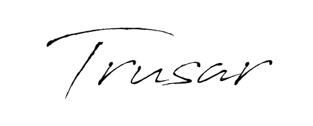 The Antro_Vectra font transforms the name Trusar into an executive sign with sharp precision and distinguished character. Trusar signature style 6 images and pictures png