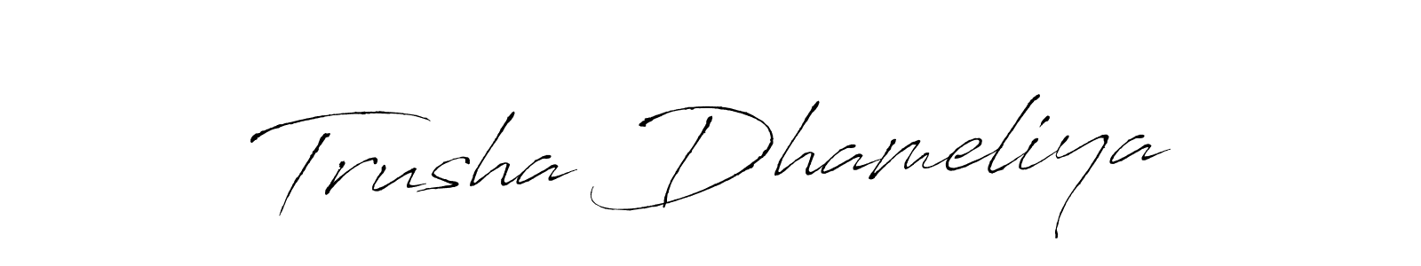 How to make Trusha Dhameliya name signature. Use Antro_Vectra style for creating short signs online. This is the latest handwritten sign. Trusha Dhameliya signature style 6 images and pictures png