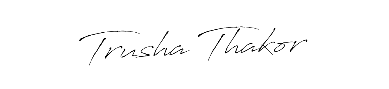 How to make Trusha Thakor name signature. Use Antro_Vectra style for creating short signs online. This is the latest handwritten sign. Trusha Thakor signature style 6 images and pictures png