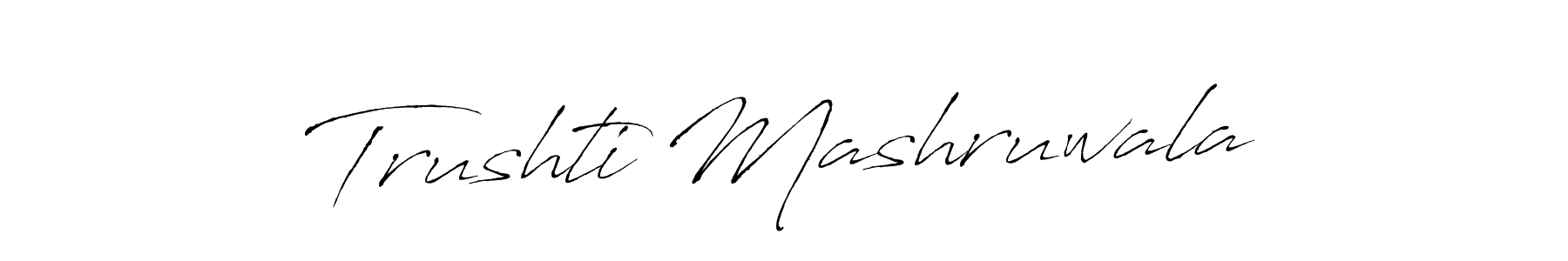 Also You can easily find your signature by using the search form. We will create Trushti Mashruwala name handwritten signature images for you free of cost using Antro_Vectra sign style. Trushti Mashruwala signature style 6 images and pictures png