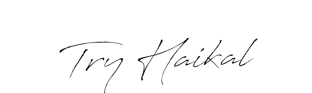 Make a beautiful signature design for name Try Haikal. With this signature (Antro_Vectra) style, you can create a handwritten signature for free. Try Haikal signature style 6 images and pictures png