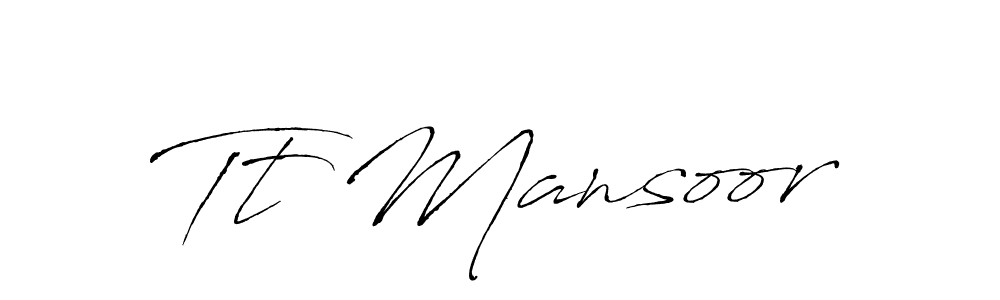 The best way (Antro_Vectra) to make a short signature is to pick only two or three words in your name. The name Tt Mansoor include a total of six letters. For converting this name. Tt Mansoor signature style 6 images and pictures png