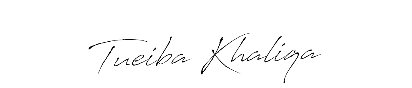 How to make Tueiba Khaliqa name signature. Use Antro_Vectra style for creating short signs online. This is the latest handwritten sign. Tueiba Khaliqa signature style 6 images and pictures png