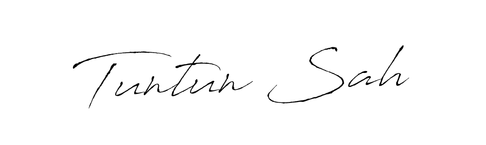 The best way (Antro_Vectra) to make a short signature is to pick only two or three words in your name. The name Tuntun Sah include a total of six letters. For converting this name. Tuntun Sah signature style 6 images and pictures png
