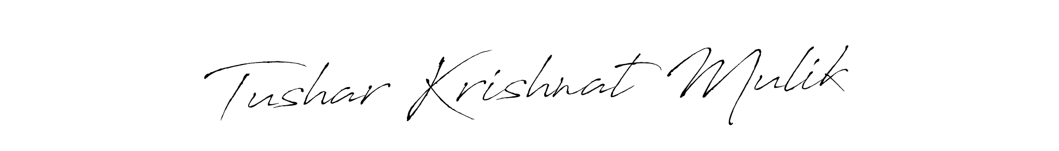 The best way (Antro_Vectra) to make a short signature is to pick only two or three words in your name. The name Tushar Krishnat Mulik include a total of six letters. For converting this name. Tushar Krishnat Mulik signature style 6 images and pictures png