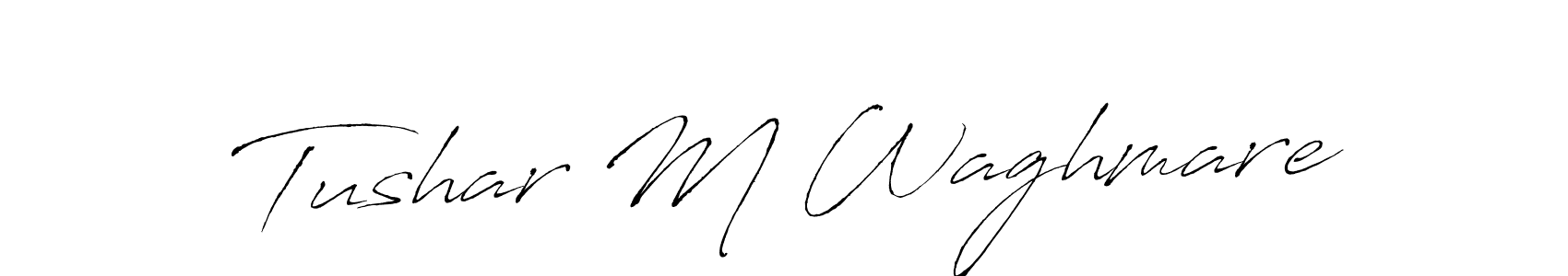 How to make Tushar M Waghmare name signature. Use Antro_Vectra style for creating short signs online. This is the latest handwritten sign. Tushar M Waghmare signature style 6 images and pictures png