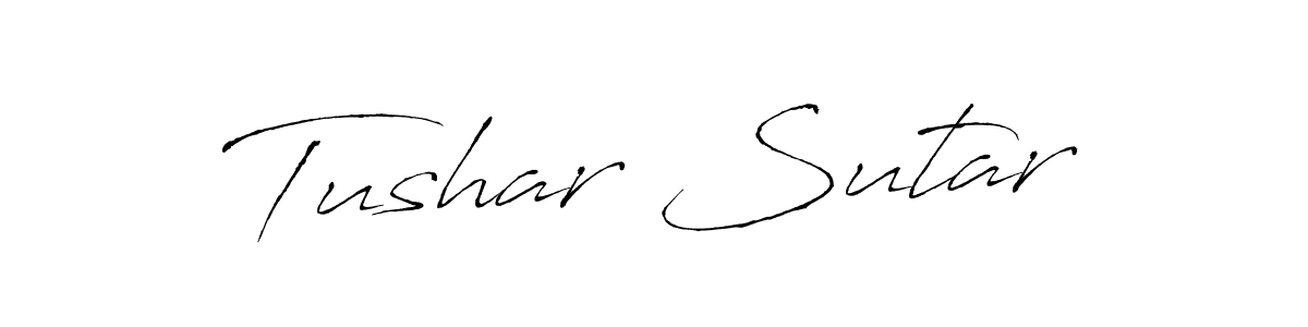 The best way (Antro_Vectra) to make a short signature is to pick only two or three words in your name. The name Tushar Sutar include a total of six letters. For converting this name. Tushar Sutar signature style 6 images and pictures png