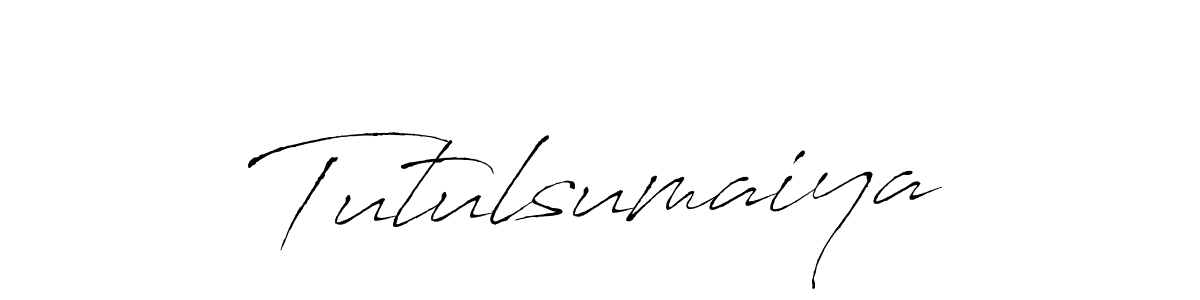 if you are searching for the best signature style for your name Tutulsumaiya. so please give up your signature search. here we have designed multiple signature styles  using Antro_Vectra. Tutulsumaiya signature style 6 images and pictures png