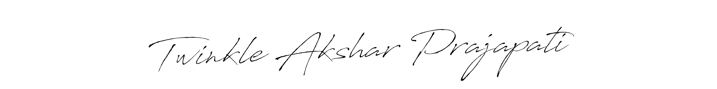 How to make Twinkle Akshar Prajapati name signature. Use Antro_Vectra style for creating short signs online. This is the latest handwritten sign. Twinkle Akshar Prajapati signature style 6 images and pictures png