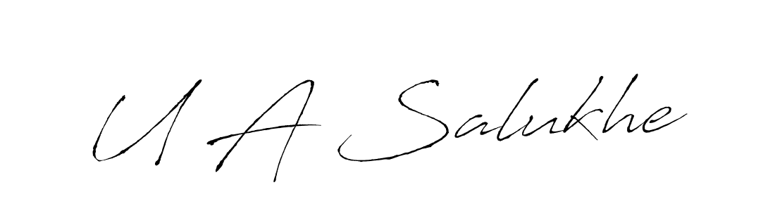 Use a signature maker to create a handwritten signature online. With this signature software, you can design (Antro_Vectra) your own signature for name U A Salukhe. U A Salukhe signature style 6 images and pictures png