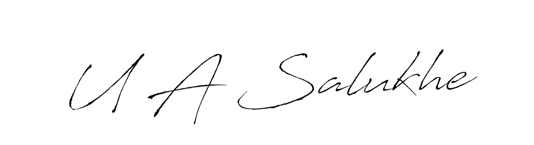 Use a signature maker to create a handwritten signature online. With this signature software, you can design (Antro_Vectra) your own signature for name U A Salukhe. U A Salukhe signature style 6 images and pictures png