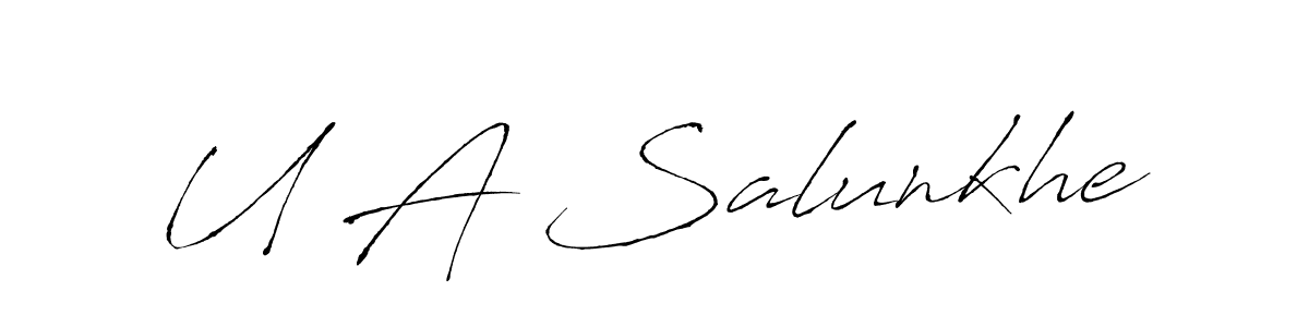 Similarly Antro_Vectra is the best handwritten signature design. Signature creator online .You can use it as an online autograph creator for name U A Salunkhe. U A Salunkhe signature style 6 images and pictures png