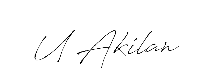 if you are searching for the best signature style for your name U Akilan. so please give up your signature search. here we have designed multiple signature styles  using Antro_Vectra. U Akilan signature style 6 images and pictures png