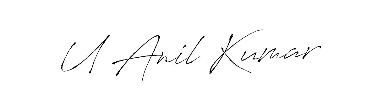 How to make U Anil Kumar name signature. Use Antro_Vectra style for creating short signs online. This is the latest handwritten sign. U Anil Kumar signature style 6 images and pictures png