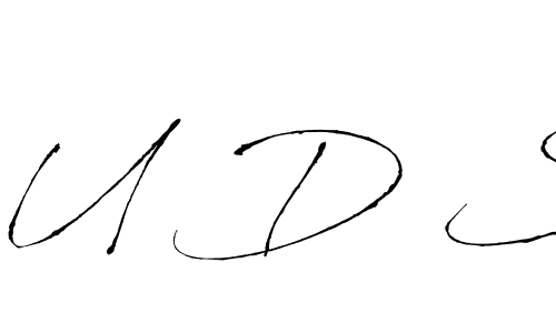 Similarly Antro_Vectra is the best handwritten signature design. Signature creator online .You can use it as an online autograph creator for name U D S. U D S signature style 6 images and pictures png
