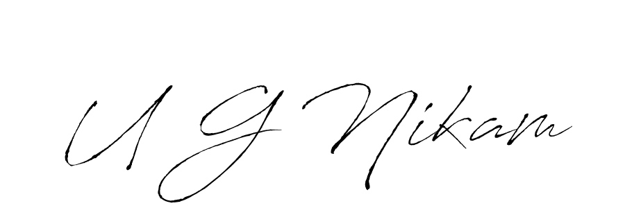 Similarly Antro_Vectra is the best handwritten signature design. Signature creator online .You can use it as an online autograph creator for name U G Nikam. U G Nikam signature style 6 images and pictures png