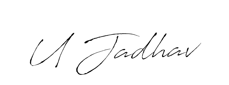 Similarly Antro_Vectra is the best handwritten signature design. Signature creator online .You can use it as an online autograph creator for name U Jadhav. U Jadhav signature style 6 images and pictures png