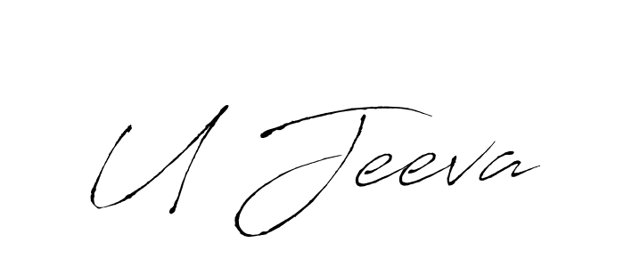 Create a beautiful signature design for name U Jeeva. With this signature (Antro_Vectra) fonts, you can make a handwritten signature for free. U Jeeva signature style 6 images and pictures png