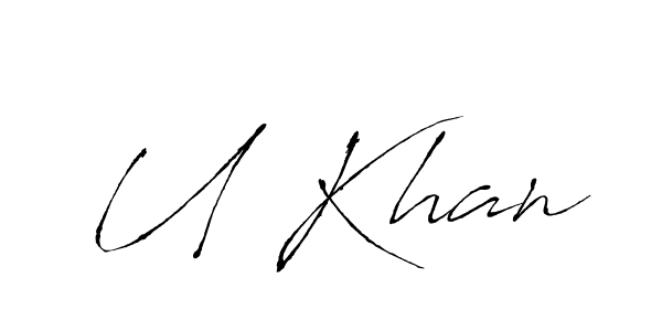 The best way (Antro_Vectra) to make a short signature is to pick only two or three words in your name. The name U Khan include a total of six letters. For converting this name. U Khan signature style 6 images and pictures png