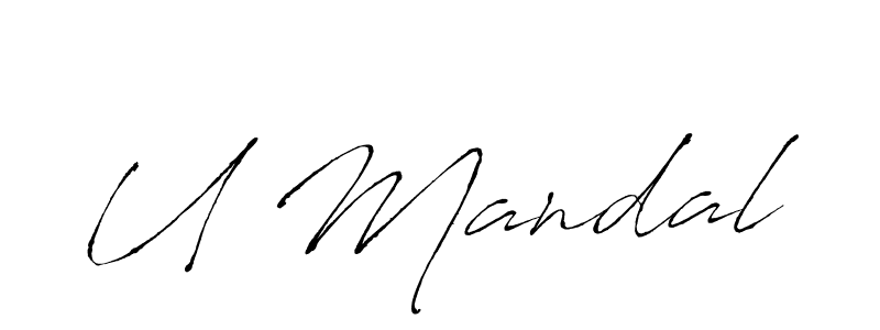 if you are searching for the best signature style for your name U Mandal. so please give up your signature search. here we have designed multiple signature styles  using Antro_Vectra. U Mandal signature style 6 images and pictures png