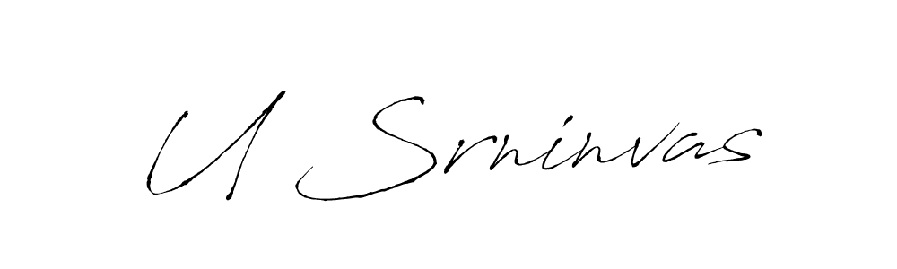 The best way (Antro_Vectra) to make a short signature is to pick only two or three words in your name. The name U Srninvas include a total of six letters. For converting this name. U Srninvas signature style 6 images and pictures png