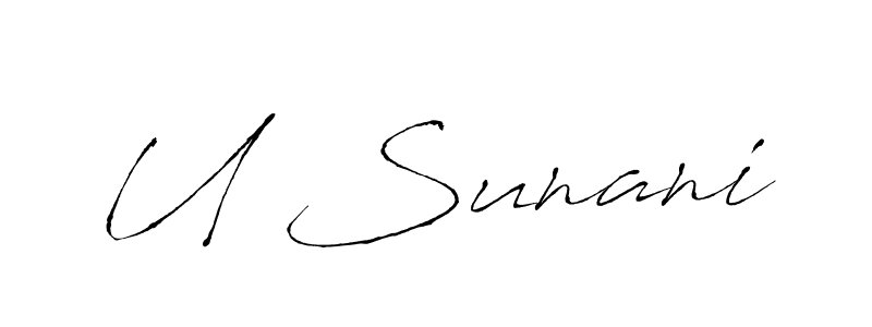 The best way (Antro_Vectra) to make a short signature is to pick only two or three words in your name. The name U Sunani include a total of six letters. For converting this name. U Sunani signature style 6 images and pictures png