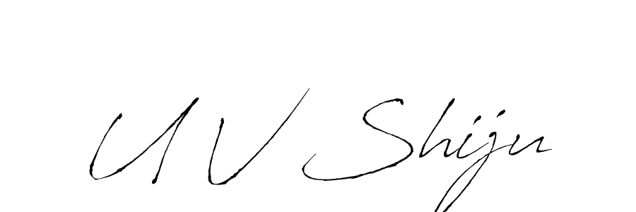 This is the best signature style for the U V Shiju name. Also you like these signature font (Antro_Vectra). Mix name signature. U V Shiju signature style 6 images and pictures png
