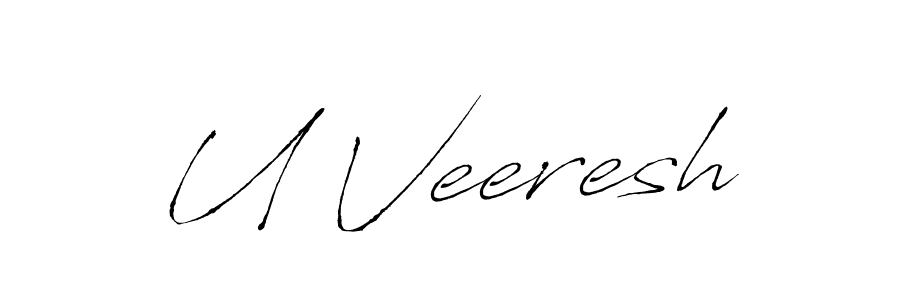 How to make U Veeresh name signature. Use Antro_Vectra style for creating short signs online. This is the latest handwritten sign. U Veeresh signature style 6 images and pictures png