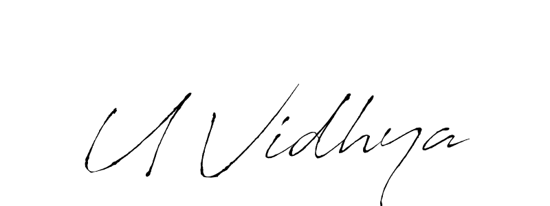 The best way (Antro_Vectra) to make a short signature is to pick only two or three words in your name. The name U Vidhya include a total of six letters. For converting this name. U Vidhya signature style 6 images and pictures png