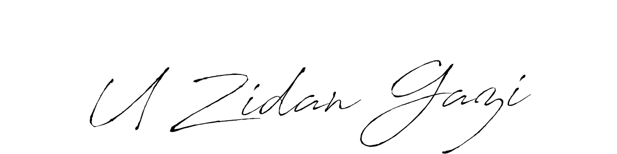 Design your own signature with our free online signature maker. With this signature software, you can create a handwritten (Antro_Vectra) signature for name U Zidan Gazi. U Zidan Gazi signature style 6 images and pictures png