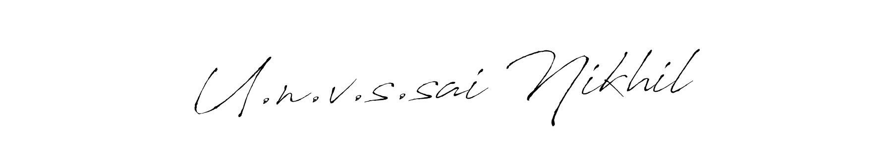 Use a signature maker to create a handwritten signature online. With this signature software, you can design (Antro_Vectra) your own signature for name U.n.v.s.sai Nikhil. U.n.v.s.sai Nikhil signature style 6 images and pictures png