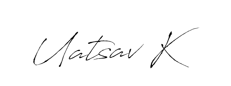 The best way (Antro_Vectra) to make a short signature is to pick only two or three words in your name. The name Uatsav K include a total of six letters. For converting this name. Uatsav K signature style 6 images and pictures png