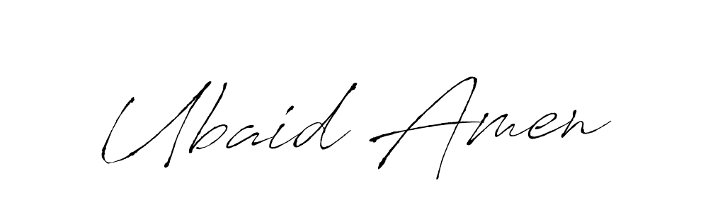 How to make Ubaid Amen name signature. Use Antro_Vectra style for creating short signs online. This is the latest handwritten sign. Ubaid Amen signature style 6 images and pictures png