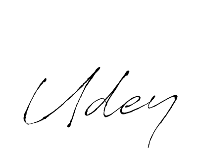 Make a beautiful signature design for name Udey. With this signature (Antro_Vectra) style, you can create a handwritten signature for free. Udey signature style 6 images and pictures png