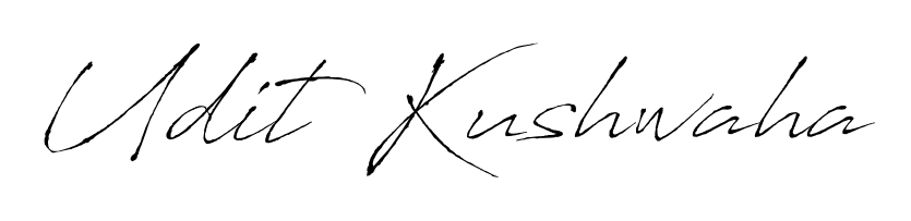 Express your personality with a custom Udit Kushwaha signature crafted with Antro_Vectra typography. Free transparent PNG download available. Udit Kushwaha signature style 6 images and pictures png