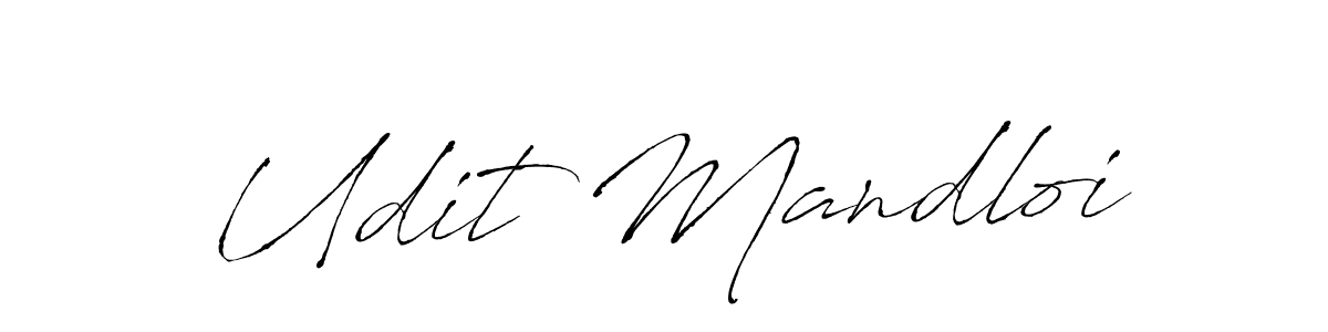 How to make Udit Mandloi name signature. Use Antro_Vectra style for creating short signs online. This is the latest handwritten sign. Udit Mandloi signature style 6 images and pictures png