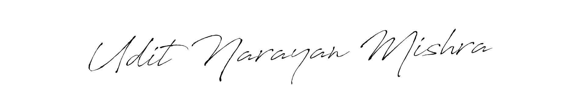 How to make Udit Narayan Mishra name signature. Use Antro_Vectra style for creating short signs online. This is the latest handwritten sign. Udit Narayan Mishra signature style 6 images and pictures png