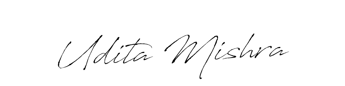How to make Udita Mishra name signature. Use Antro_Vectra style for creating short signs online. This is the latest handwritten sign. Udita Mishra signature style 6 images and pictures png