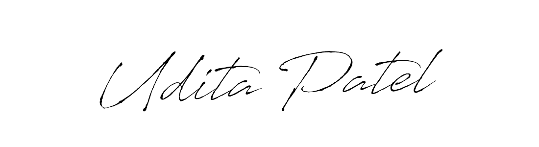 How to make Udita Patel name signature. Use Antro_Vectra style for creating short signs online. This is the latest handwritten sign. Udita Patel signature style 6 images and pictures png