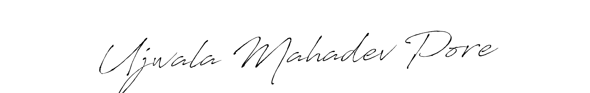 The best way (Antro_Vectra) to make a short signature is to pick only two or three words in your name. The name Ujwala Mahadev Pore include a total of six letters. For converting this name. Ujwala Mahadev Pore signature style 6 images and pictures png
