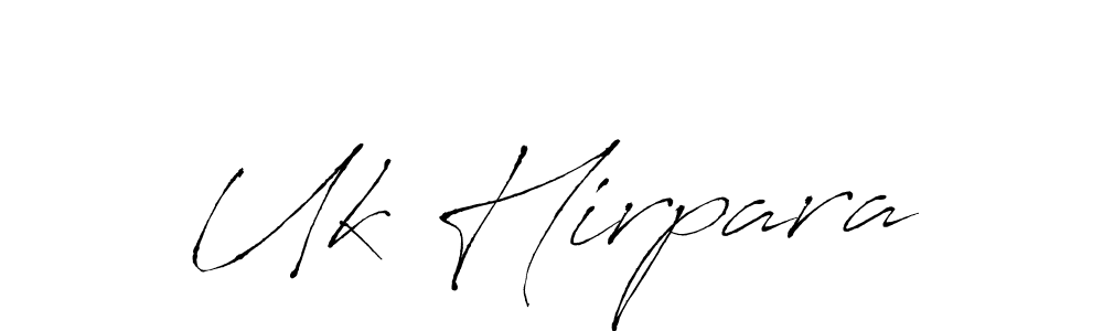 The best way (Antro_Vectra) to make a short signature is to pick only two or three words in your name. The name Uk Hirpara include a total of six letters. For converting this name. Uk Hirpara signature style 6 images and pictures png